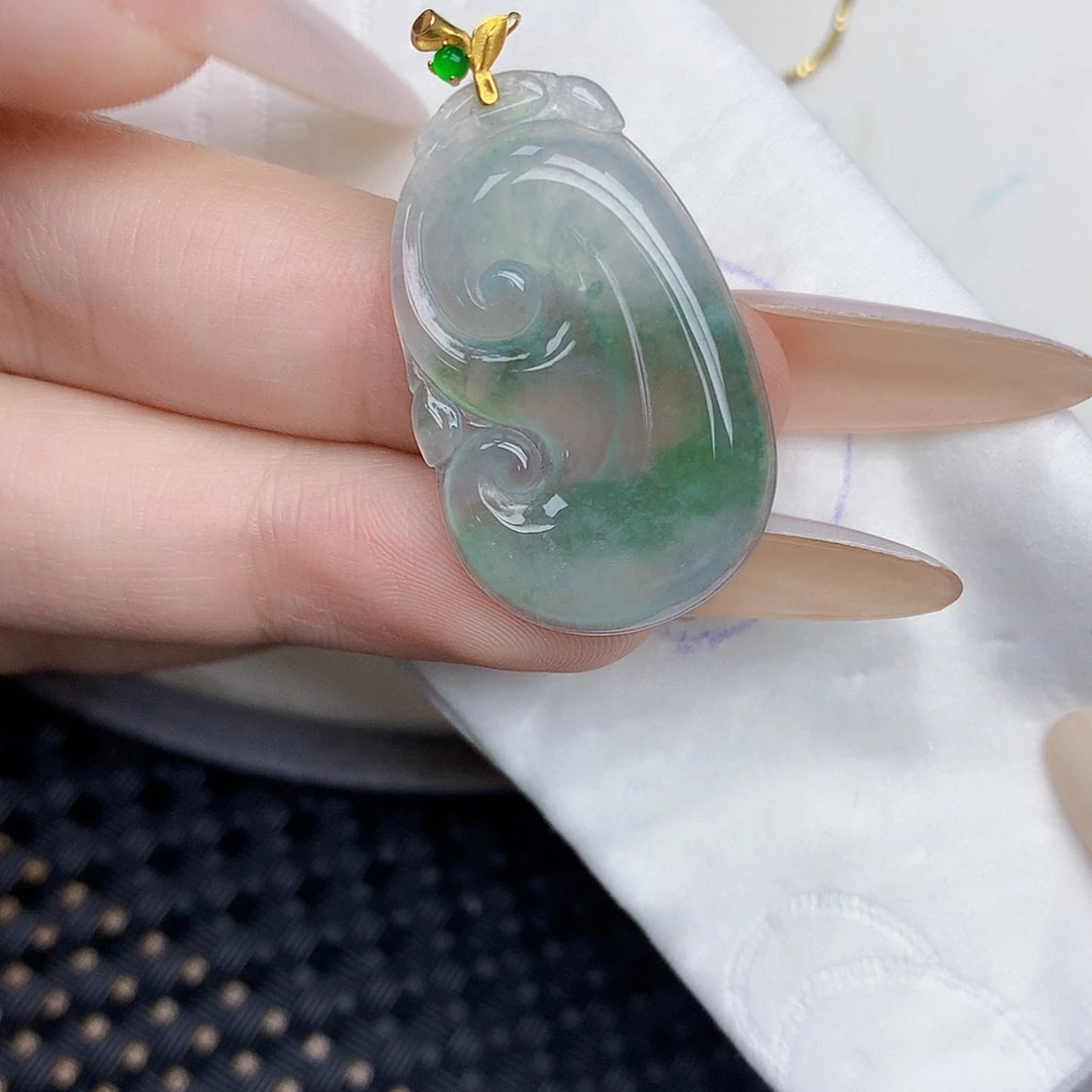 翡翠18K金镶嵌颈饰天然缅甸翡翠a货百元以上9元证书费自理