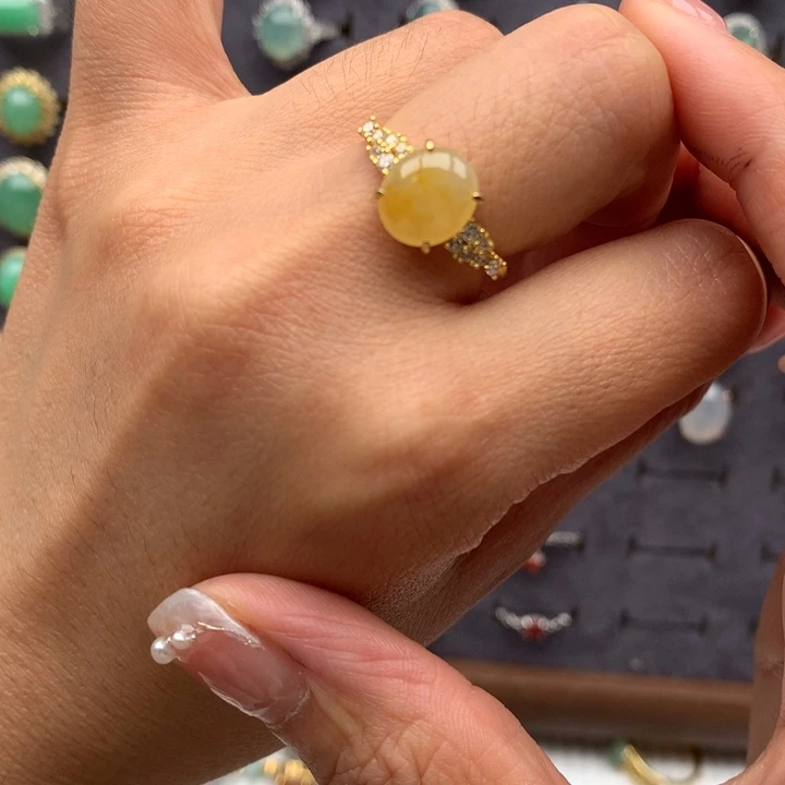 翡翠银S925镶嵌戒指戒指