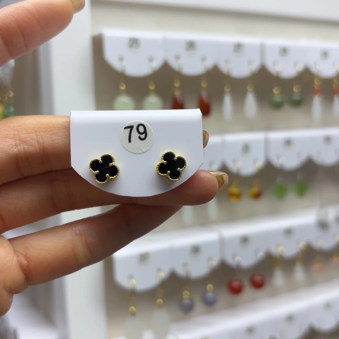 和田玉银S925镶嵌耳饰