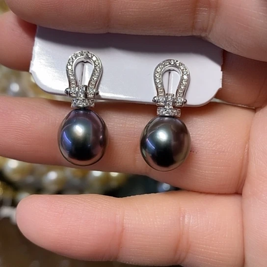 海水珍珠耳饰银S925镶嵌G****?9-10