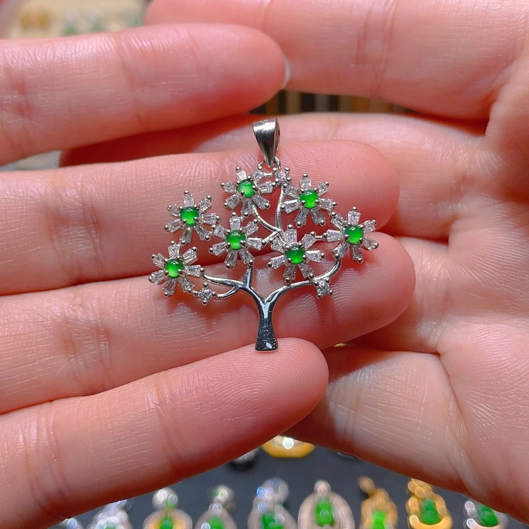 翡翠银S925镶嵌吊坠(不含链)