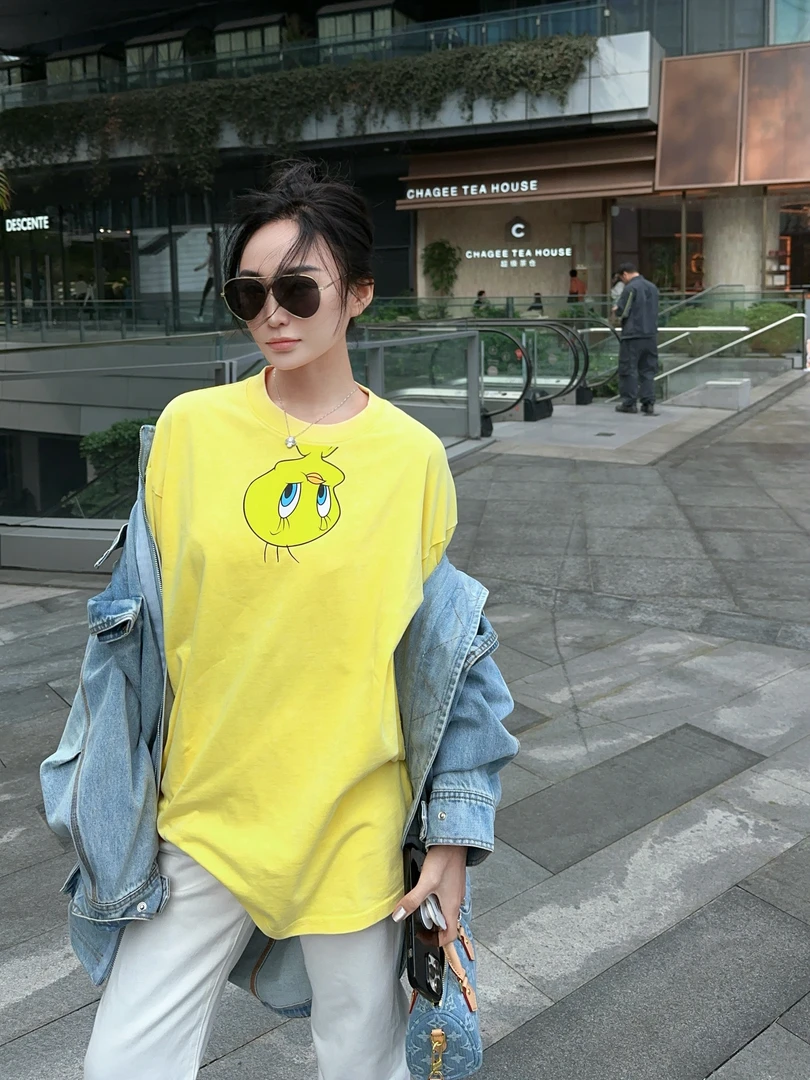 【劉發發】-V008【调皮翠儿】新款韩版百搭时尚休闲宽松印花卡通上衣