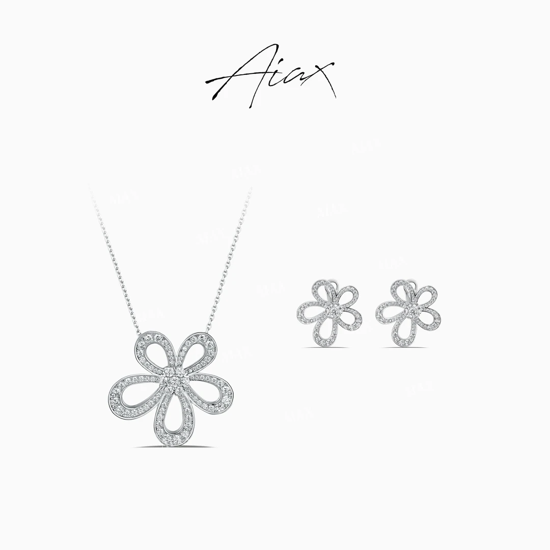 吊坠925银 AIAX 925银 流光风 简约气质花花项链TSJ9416