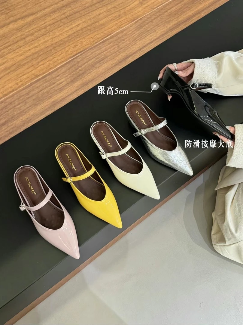 内增高5公分气质包头拖软底软面超好穿百搭日常