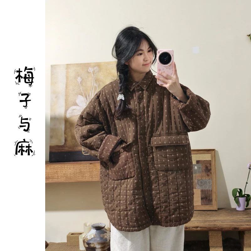 【莉莉推荐】设计款亚麻棉服8191（衣长80胸围140）