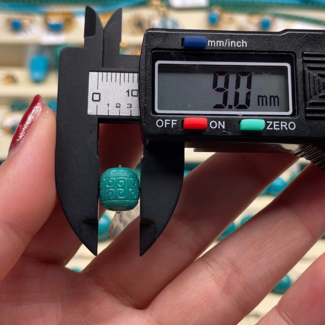 未镶嵌绿松石珠宝奇石回纹桶珠