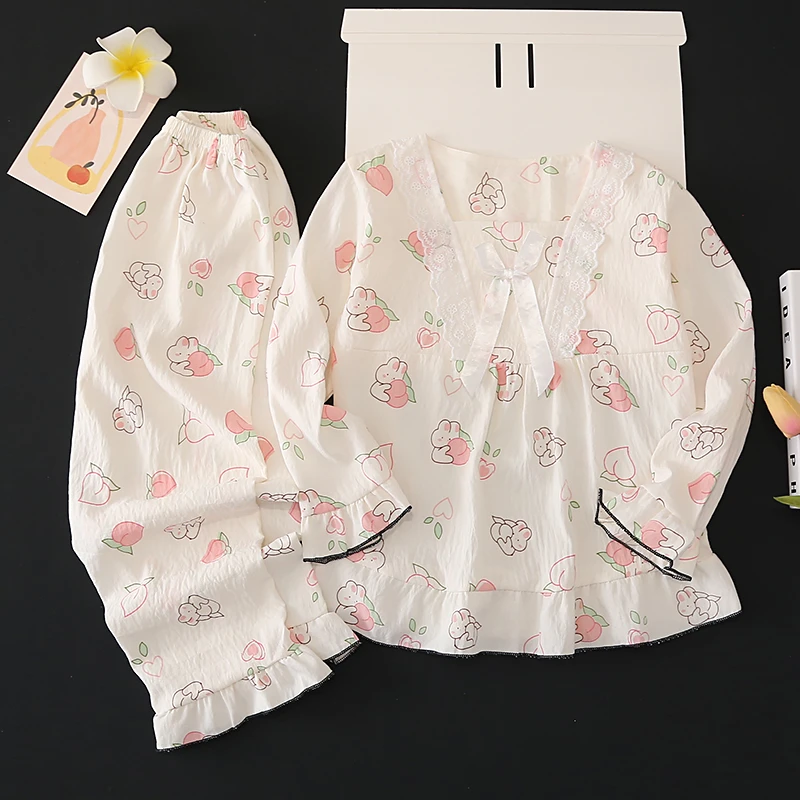 儿童云朵棉睡衣春秋夏季长袖薄款中大童小女孩可爱卡通女童家居服