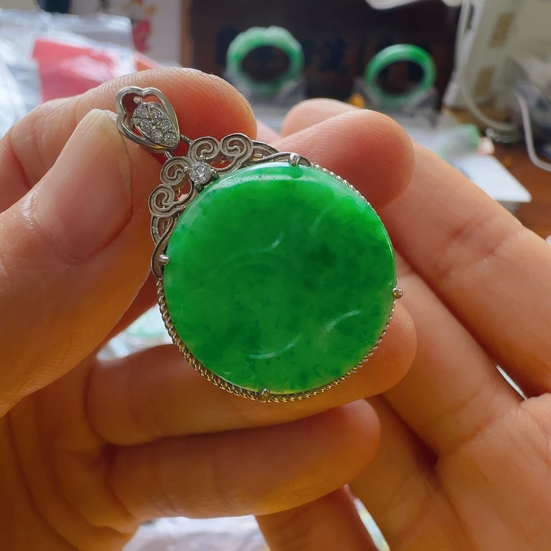 翡翠银S925镶嵌颈饰翡翠380