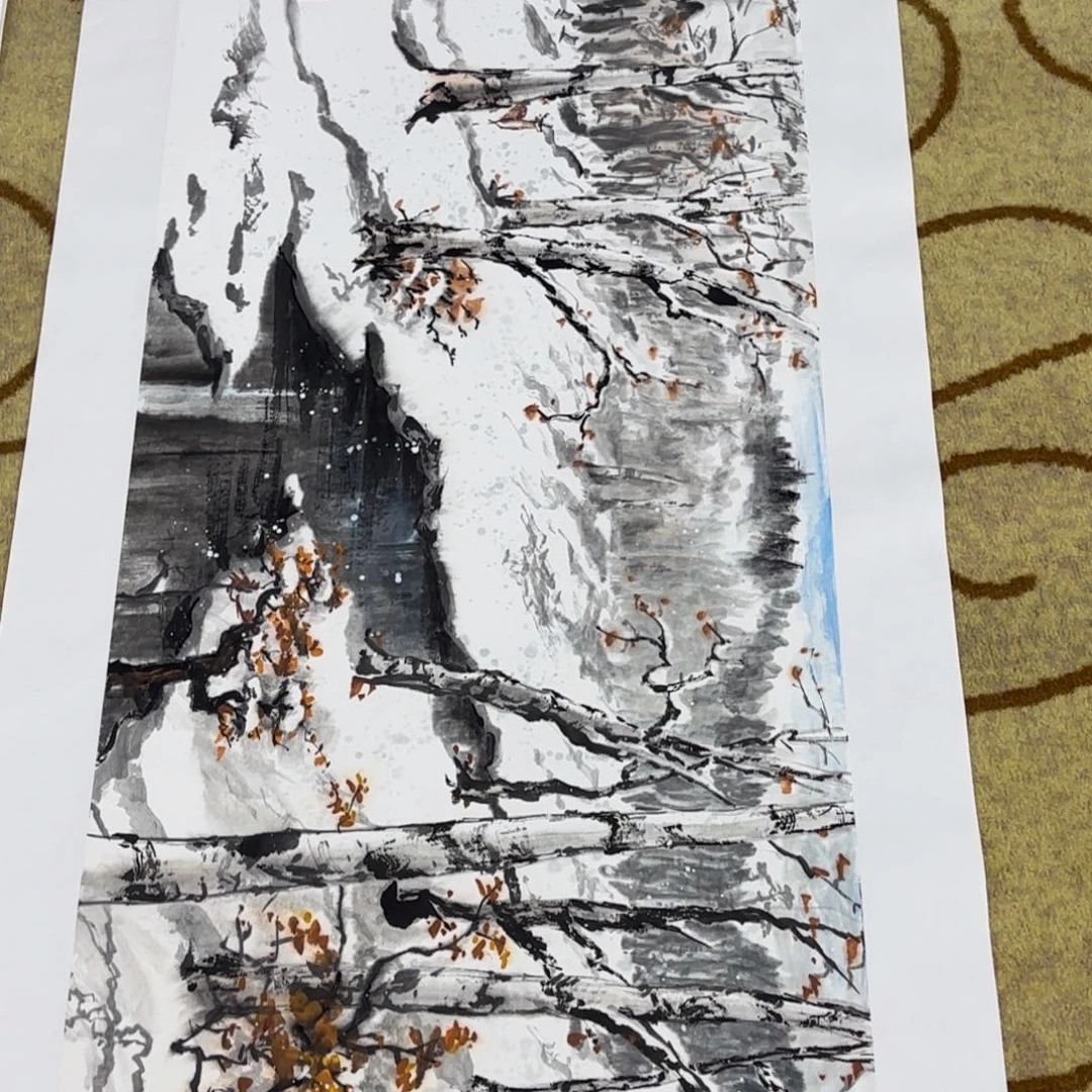 国画年启贺三尺雪景艺