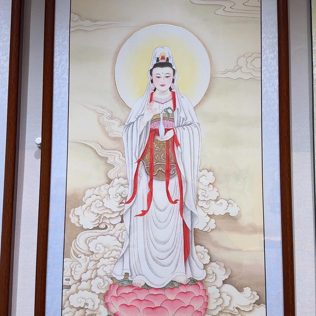 牛****国画白衣观音带框