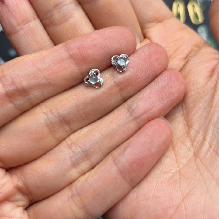 翡翠银S925镶嵌耳饰