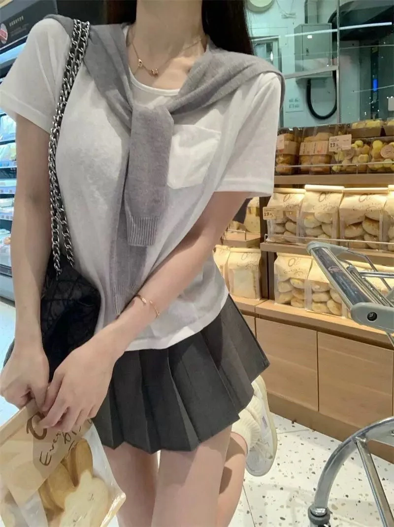 杏杏子服饰/春夏款时尚休闲百搭纯欲两件套套装连衣裙