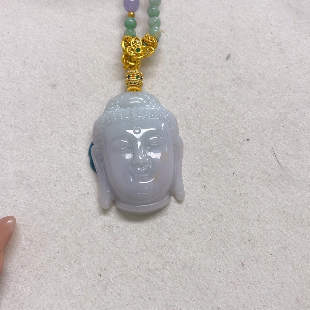 翡翠未镶嵌颈饰佛头吊坠