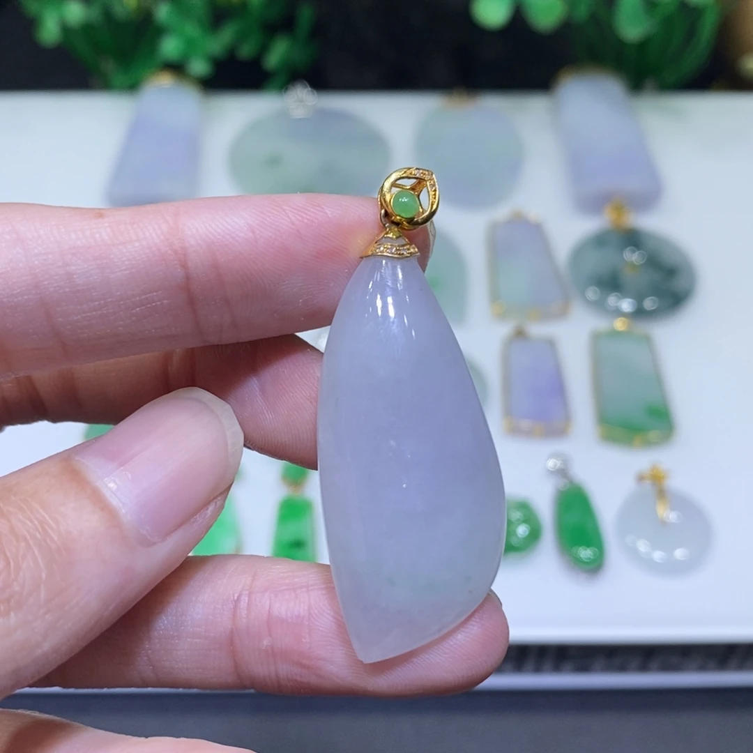 翡翠18K金镶嵌吊坠(不含链)