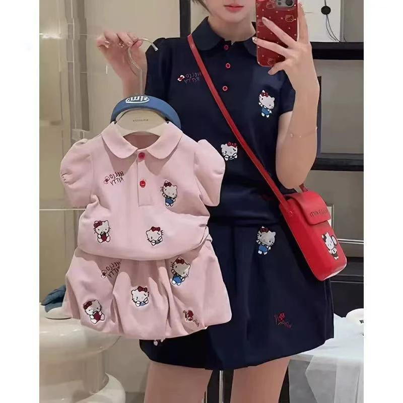 卡通动漫卡通人物常规夏季女套装童装时尚休闲翻领学院风甜美