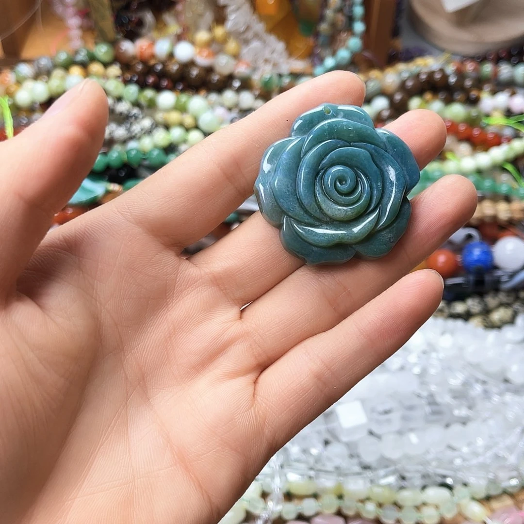 满***满玛瑙/玉髓未镶嵌珠宝半成品卡43印度玛花花一个