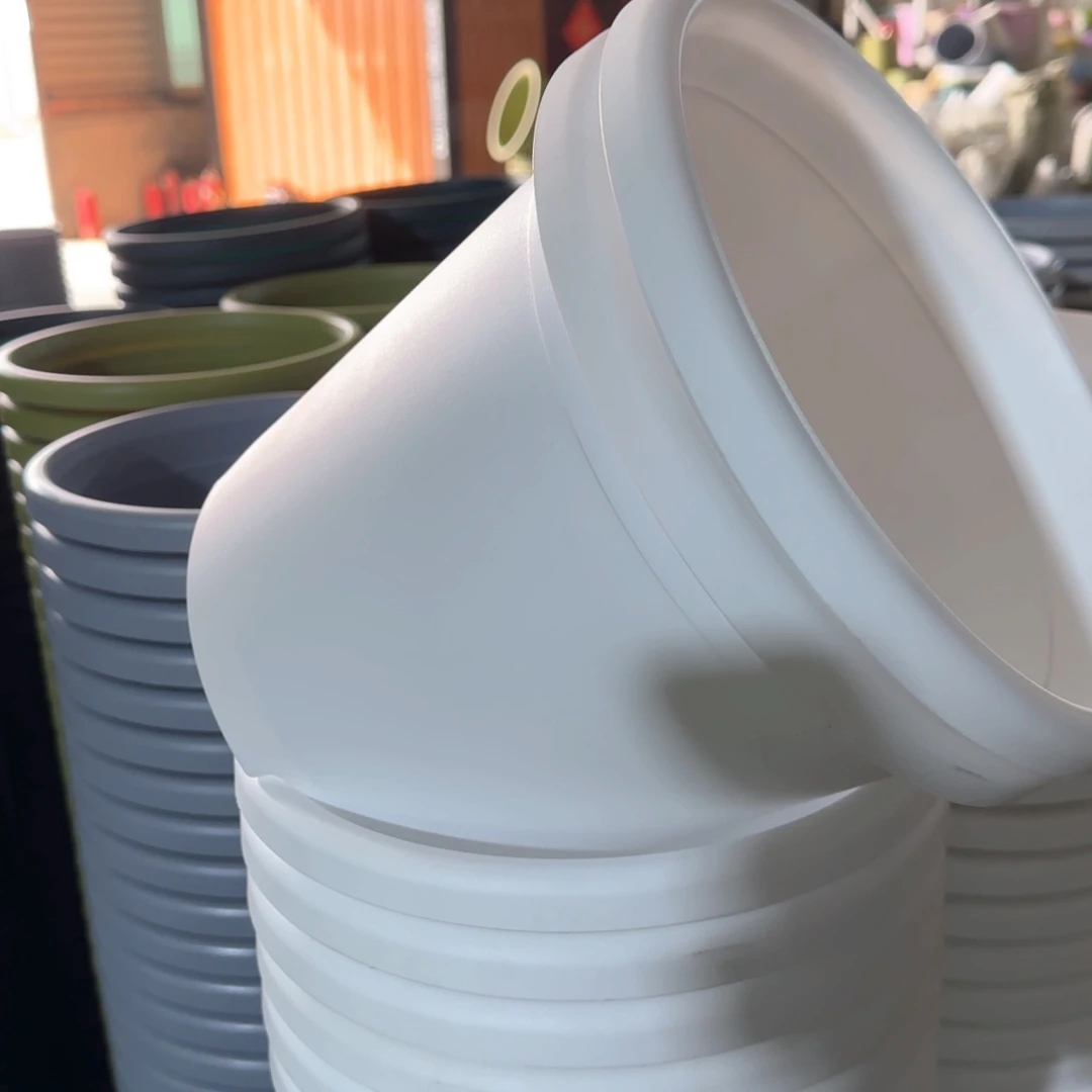 树脂四季盆4#带拖纯白10