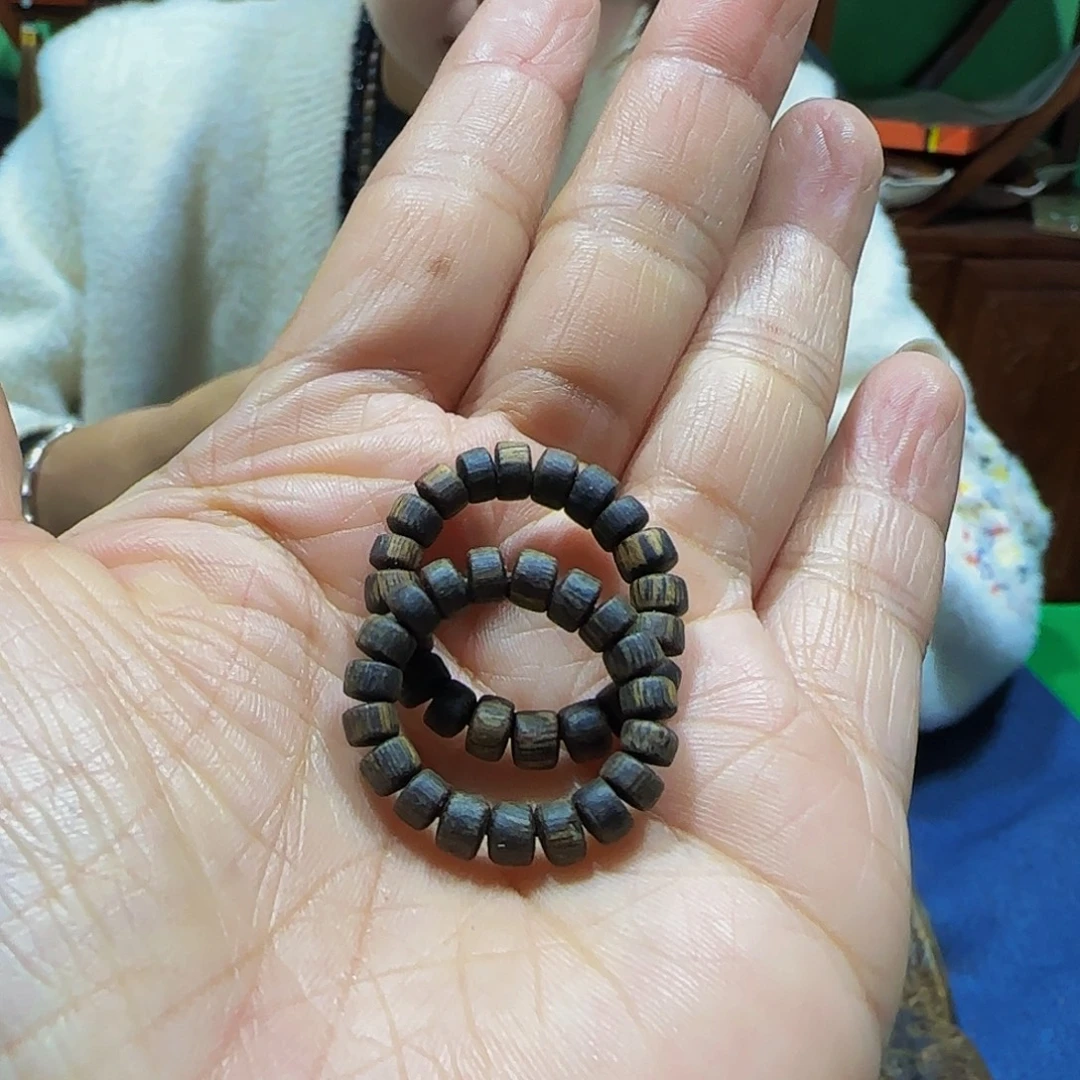 沉香沉香碎屑海南绿奇张勺子沉水情侣小戒指一对