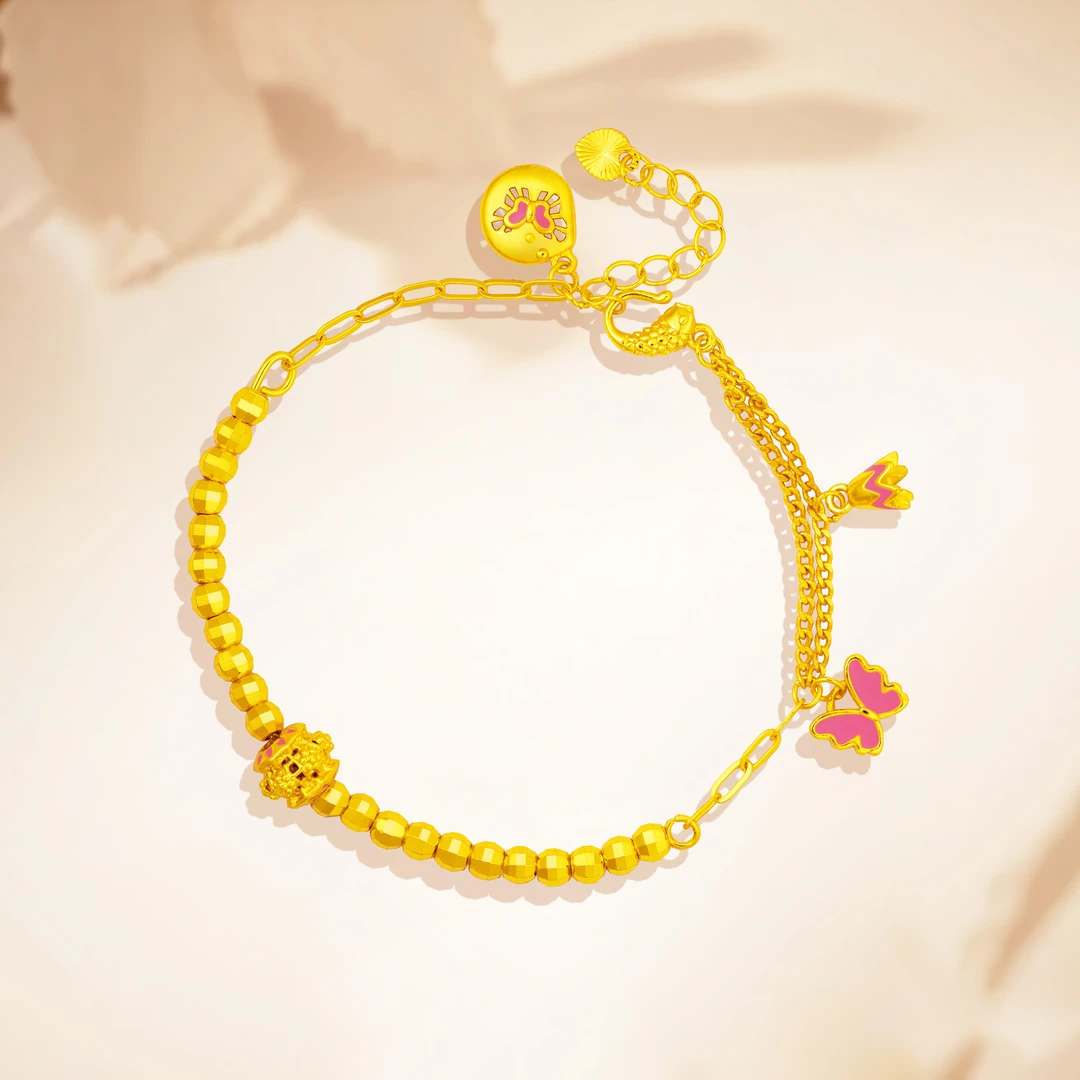 铜合金手链 新款不掉色蝴蝶铃铛流苏手链小众百搭甜美女轻奢手饰