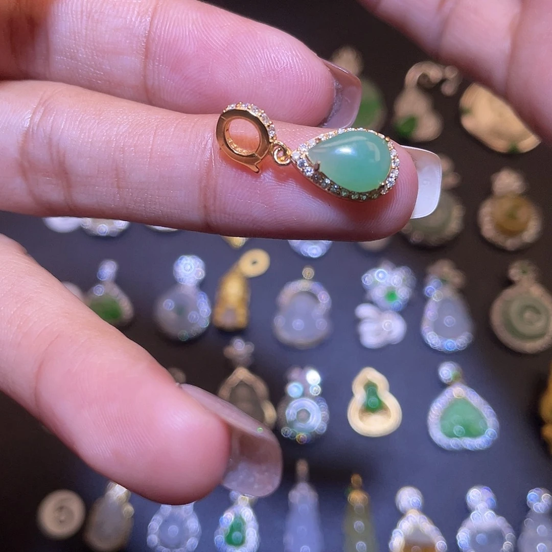 翡翠银S925镶嵌吊坠(不含链)