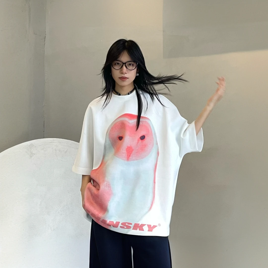 夏季男女同款鹦鹉水彩印花宽松显瘦T恤ZB-S2406032