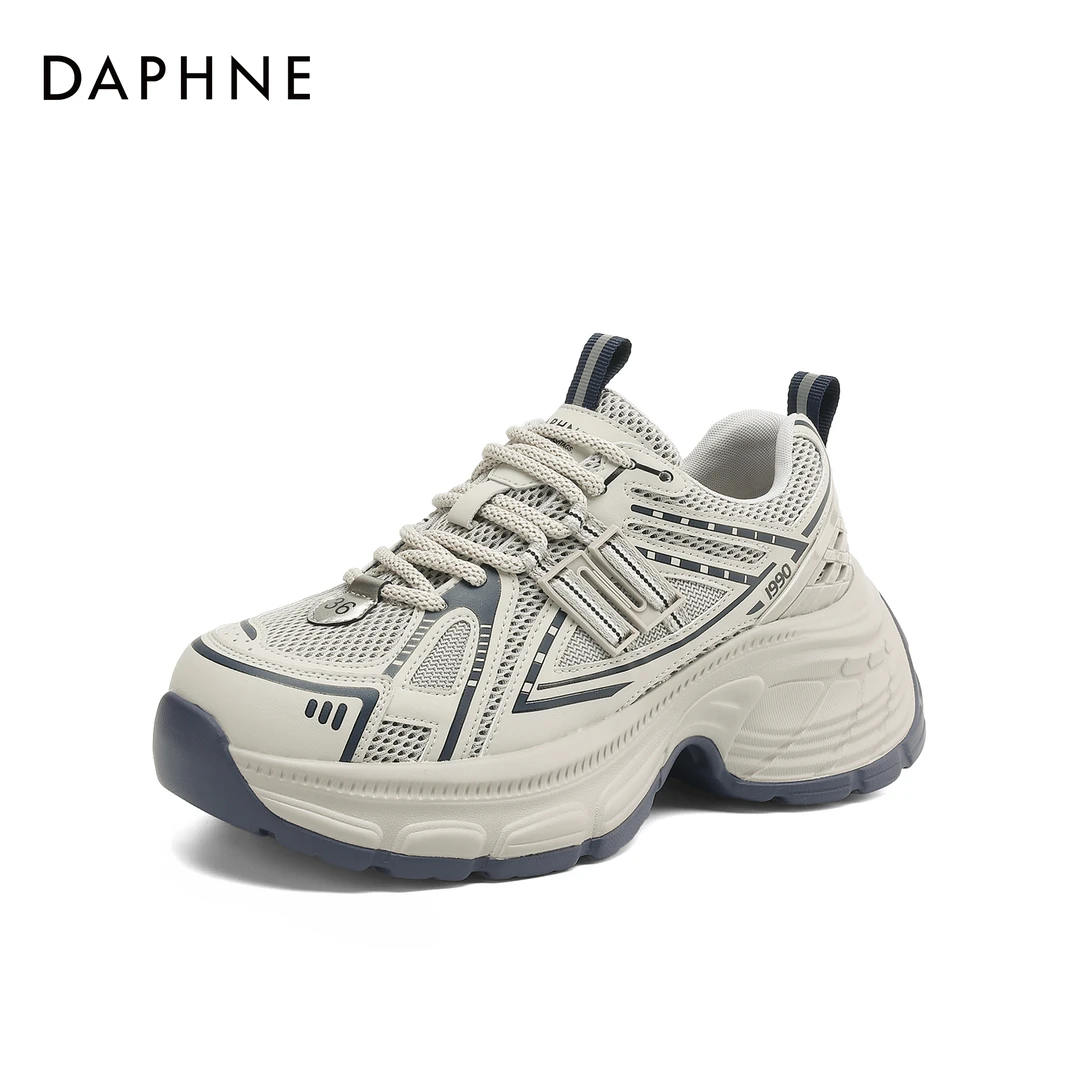 达芙妮新款单网透气老爹鞋女款2025年夏季女鞋增高百搭休闲运动鞋