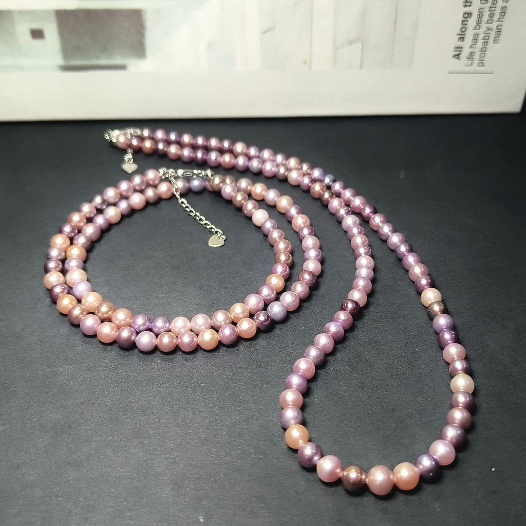 【村有晶品】天然淡水AK彩珠项链 多样式发一件 约4-5mm 1206ZBXY