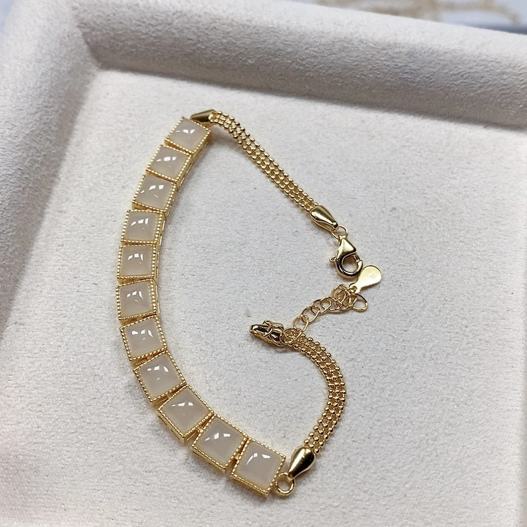 手链银S925镶嵌和田玉谦106