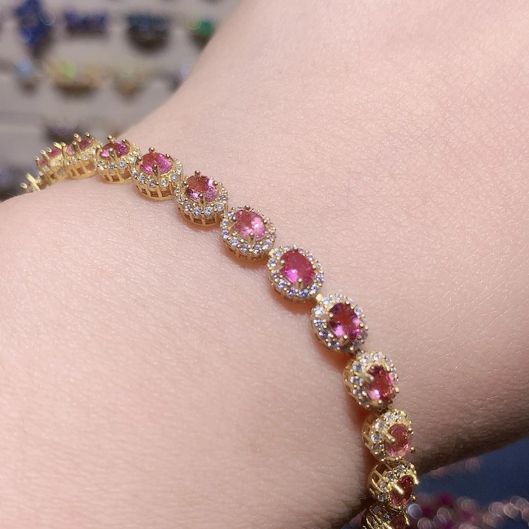 银S925镶嵌手链碧玺