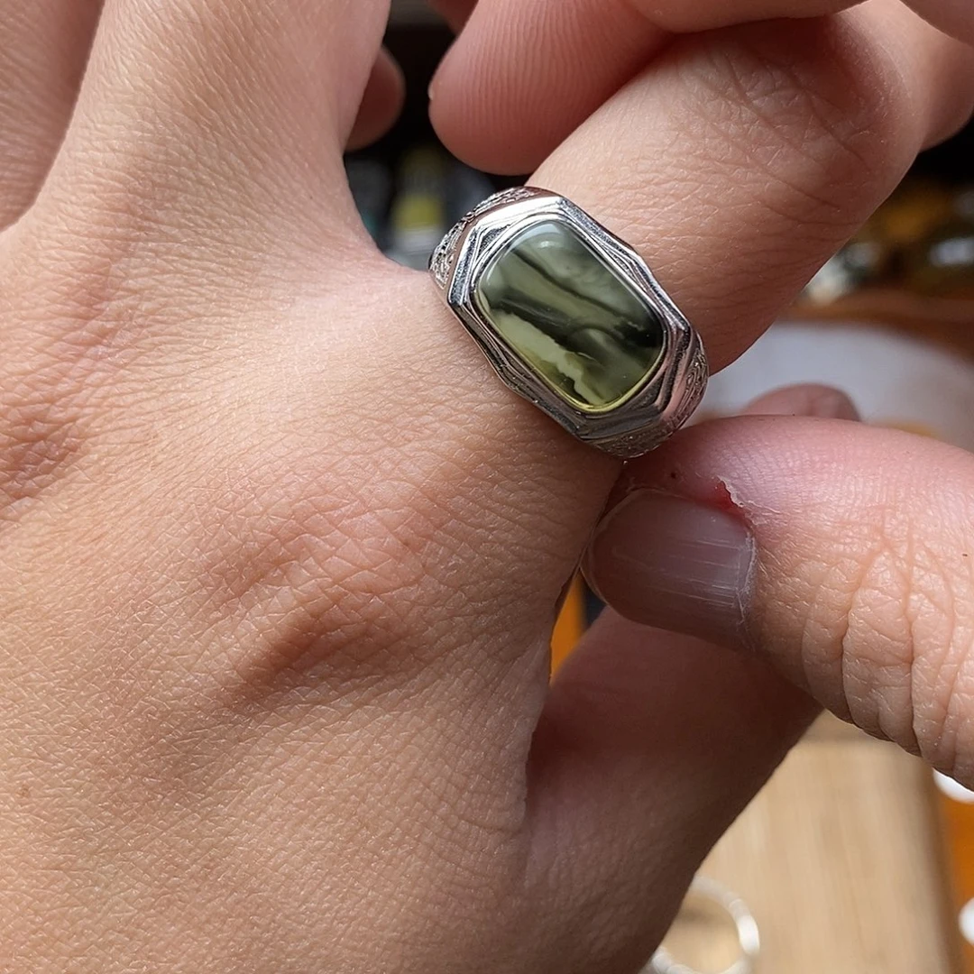 蜜蜡银S925镶嵌戒指