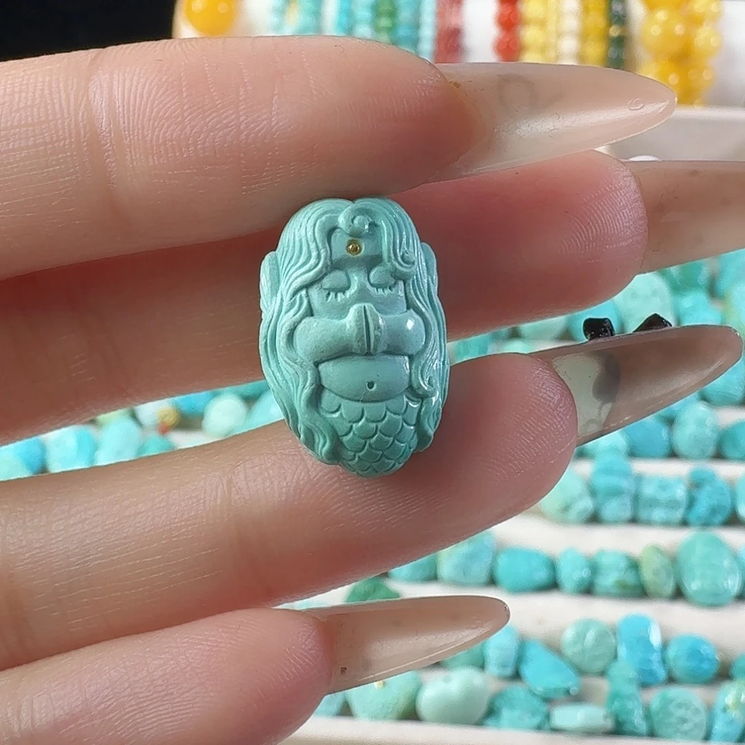 绿松石未镶嵌吊坠(不含链)美人鱼