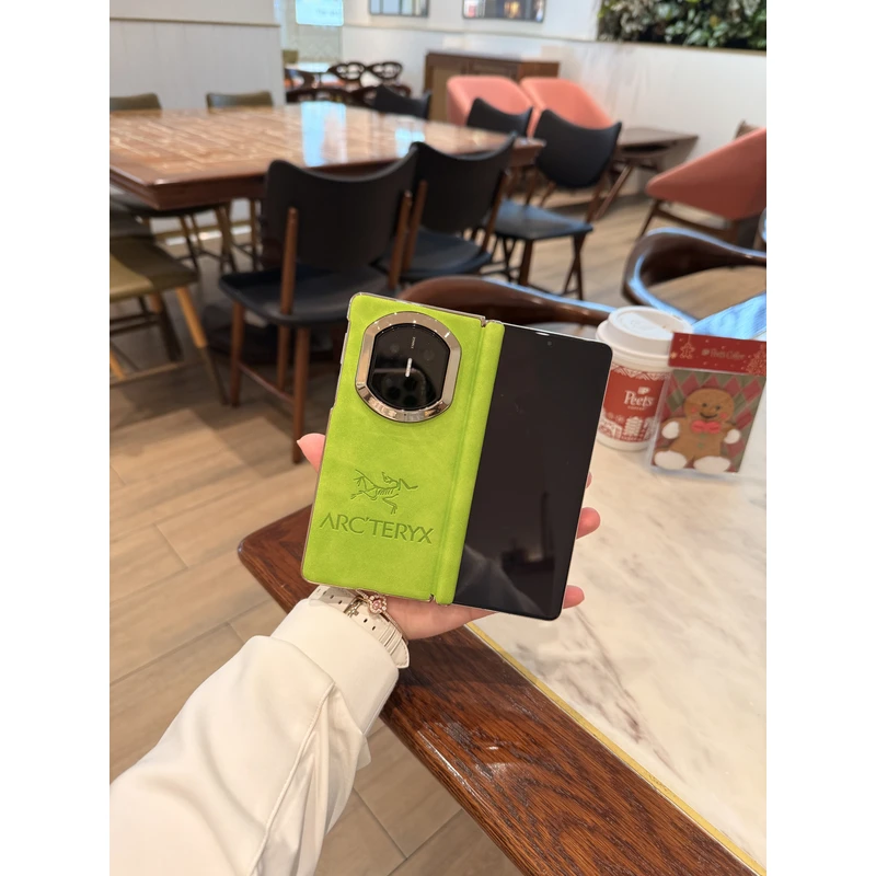 适用于华为Matex7 压花磁吸中轴折叠手机壳 电镀中轴单后壳