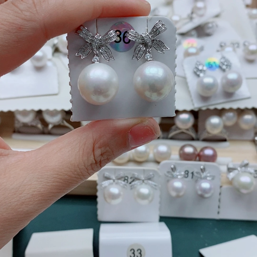胖***乎银S925镶嵌耳饰淡水珍珠