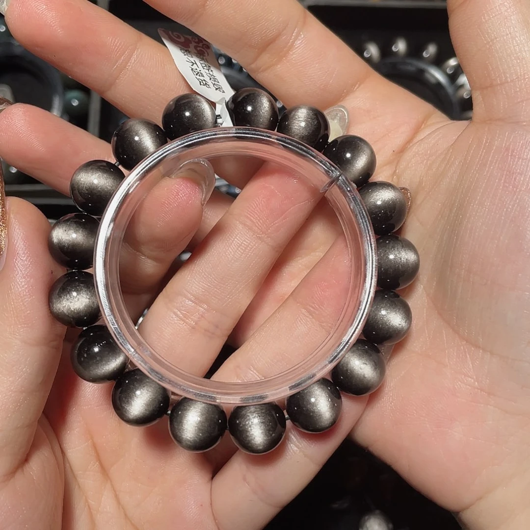 赚***古黑曜岩未镶嵌手链