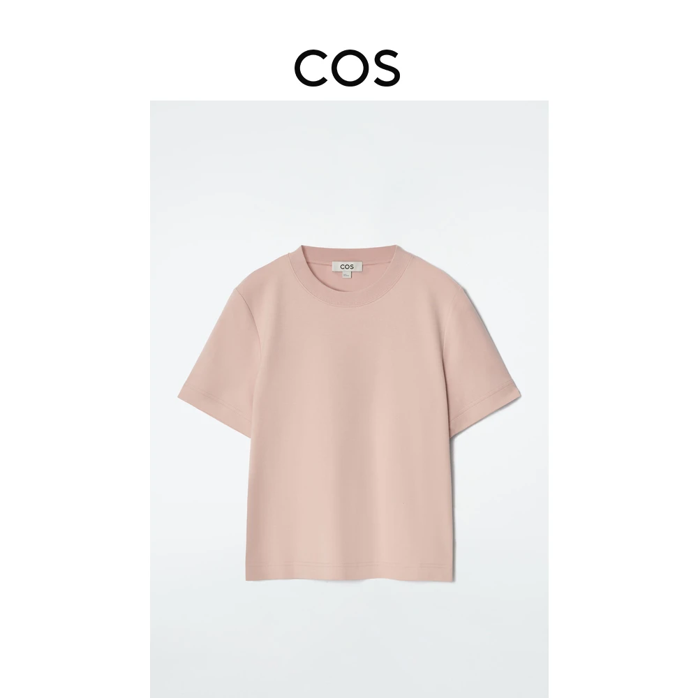COS女装 标准版型圆领短袖T恤浅粉色2025夏季新品0960679123