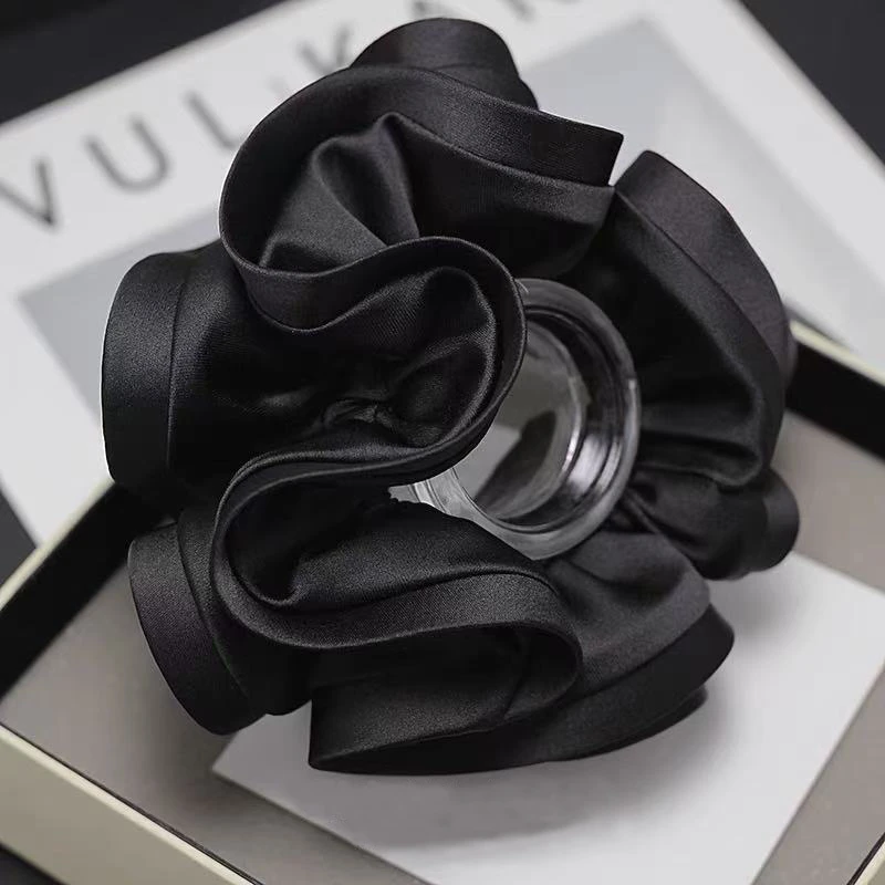 法式大号缎面大肠发圈高级感气质发圈低丸子头简单扎法头绳