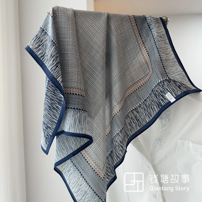 Qiantang Story/钱塘故事真丝双绉-70cm塞纳格调桑蚕丝丝巾 68cm