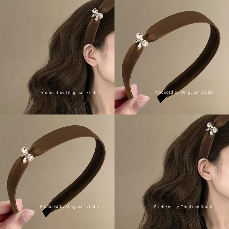 静奢藤咖~缎面高级感气质发箍女2024新款简约优雅蝴蝶结发旅头箍~