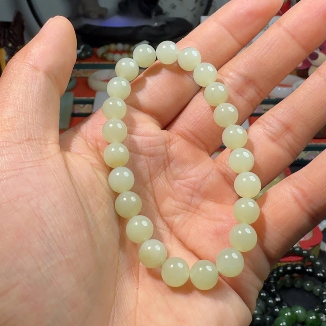 和田玉手串未镶嵌和田玉且末油膏