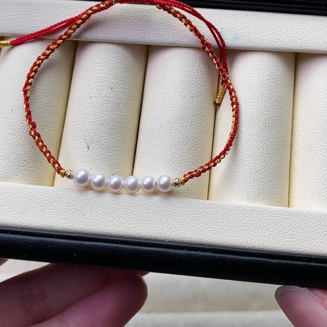 淡水珍珠手绳18K金镶嵌