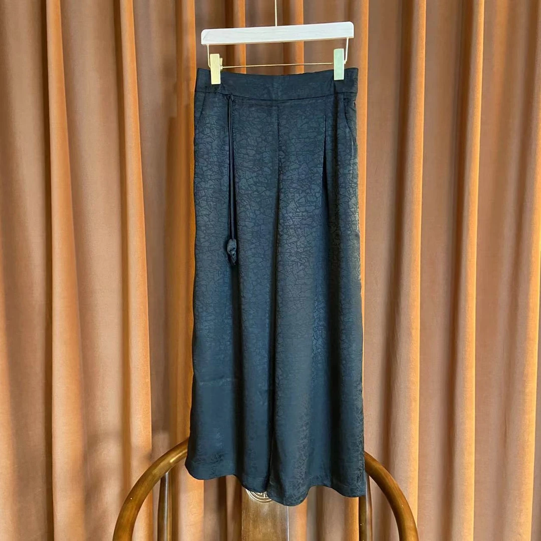 【北陌】时尚女装中国风高档新中式印花透气国风长裤提花优雅 女士