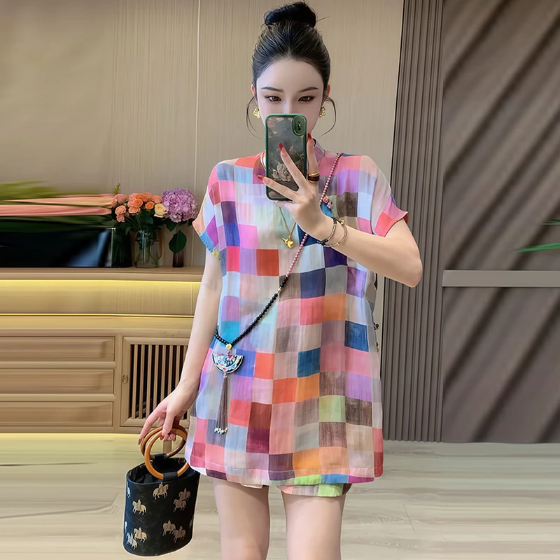 新中式小众休闲套装女士2025年夏季新款设计感百搭上衣短裤两件套