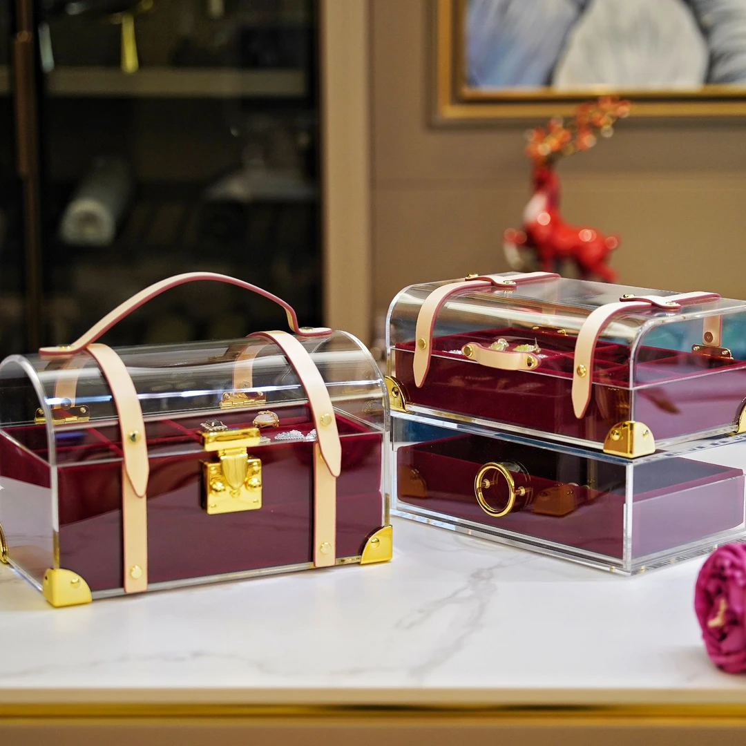 桌面美式轻奢首饰盒高档复古大容量多层项链戒指耳环珠宝陈列盒