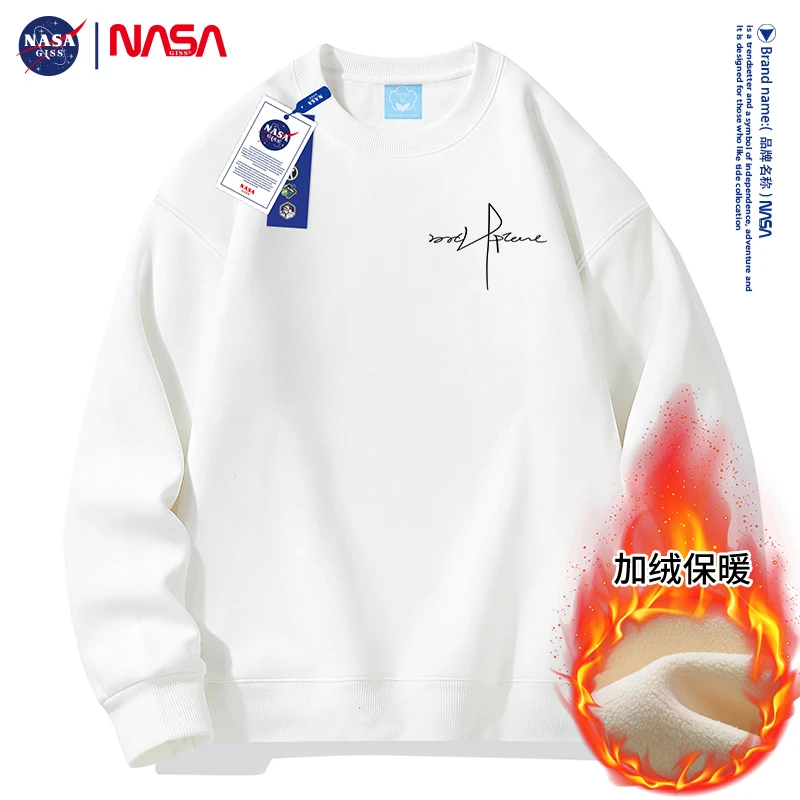 秋冬季男士圆领加绒加厚青少年情侣潮牌宽松时尚休闲运动套头上衣