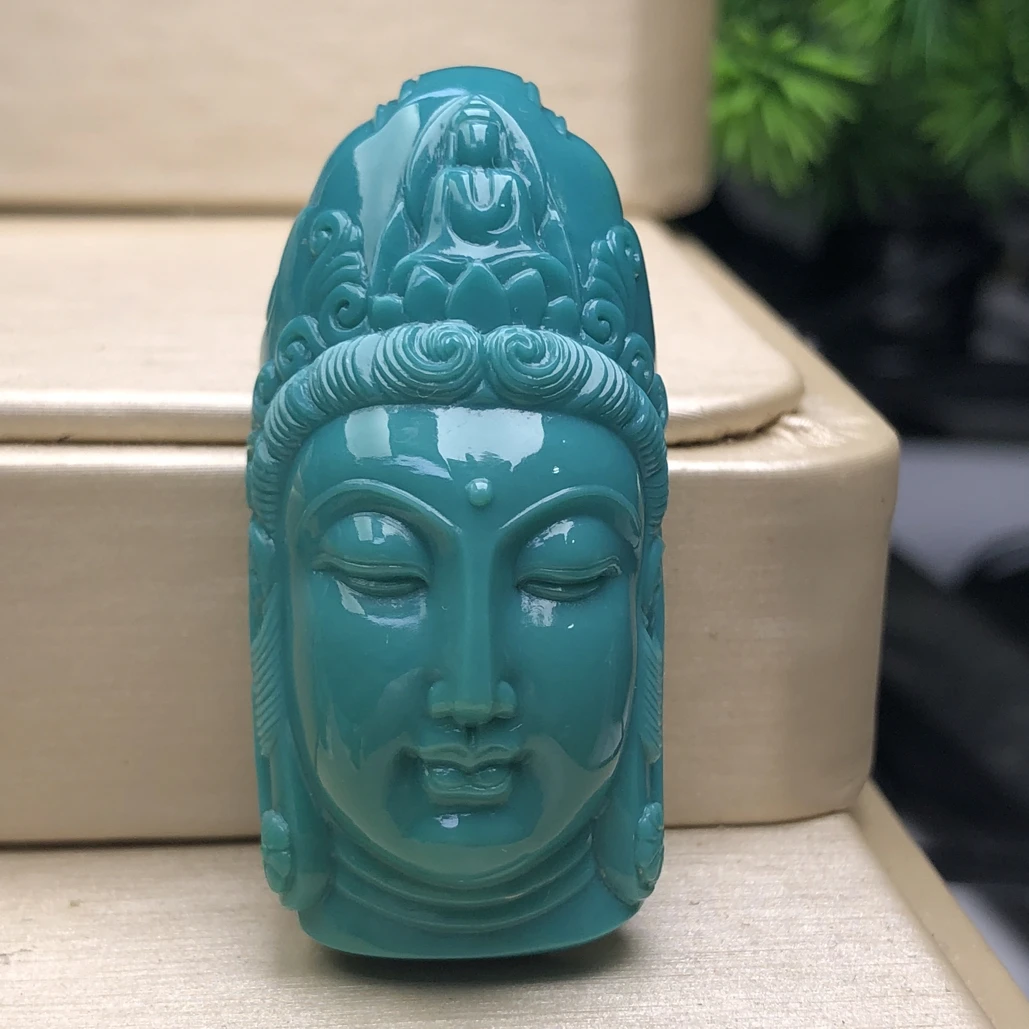 原矿绿松石观音吊坠