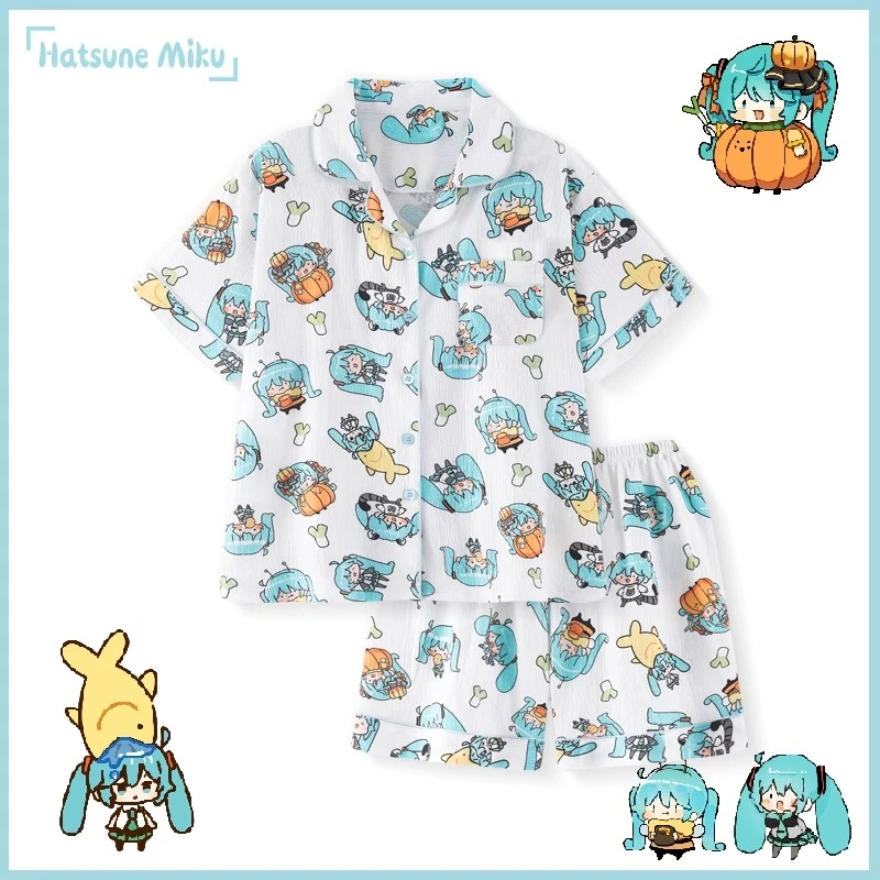 初音未来睡衣女款夏季纯棉短袖卡通可爱日系ins风夏天家居服套装