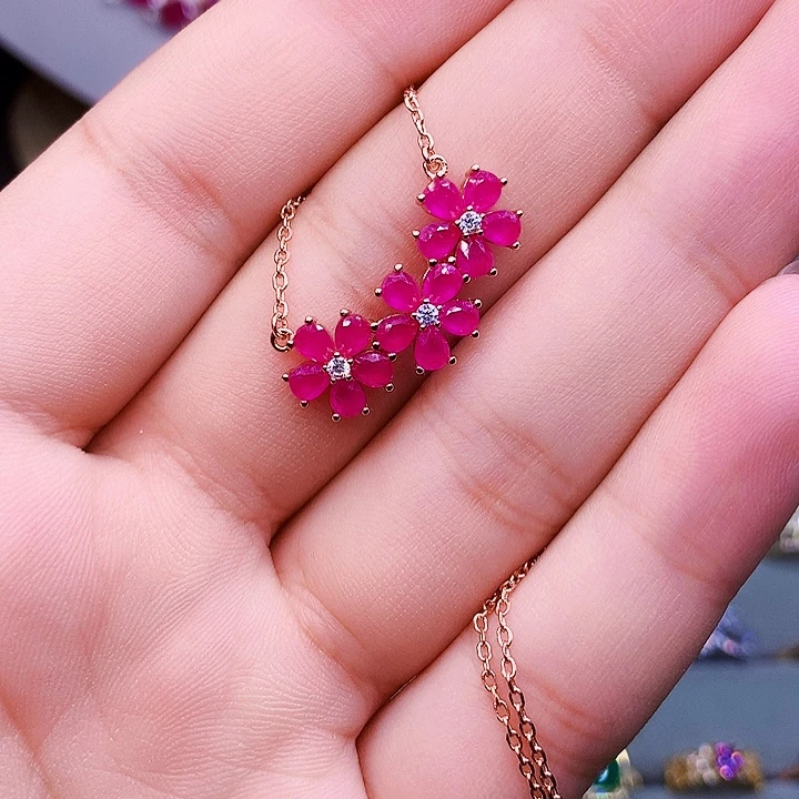 颈饰银S925镶嵌红宝石