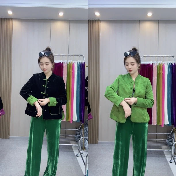 123#新中式国风早春新版(两面穿)丝绒外衣