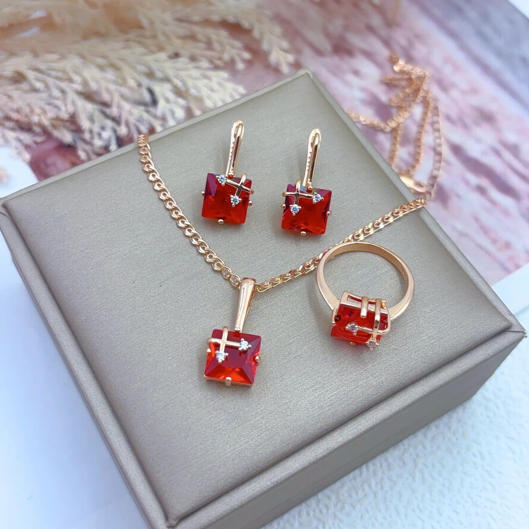 钛钢项链 红色爆款玫瑰金款585套装锁骨链百搭复古素款精美圣诞