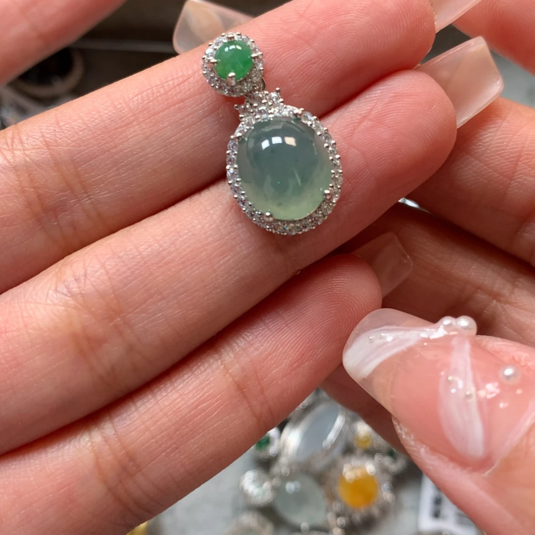 翡翠银S925镶嵌颈饰吊坠66